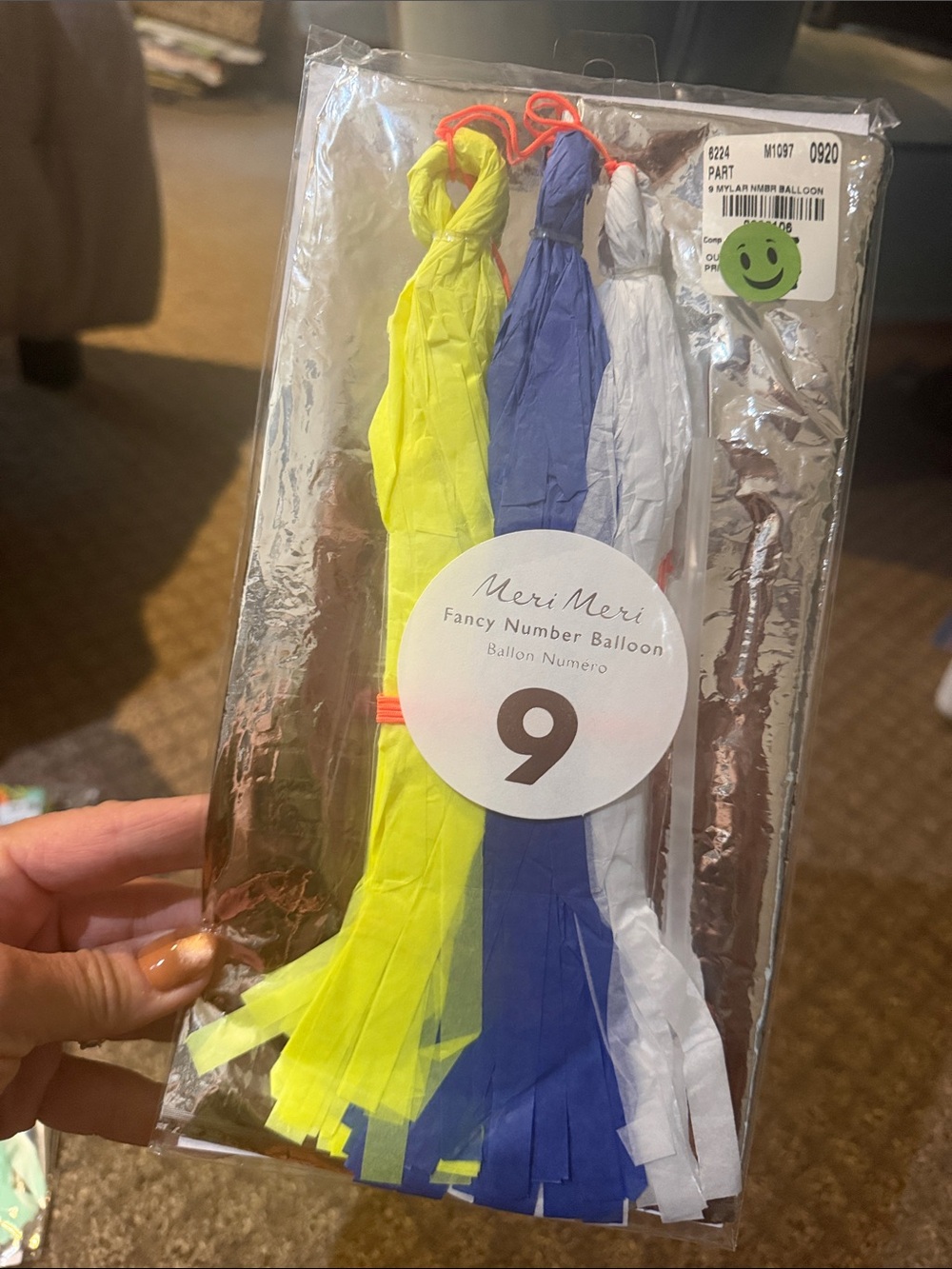 Meri Meri Yellow, Blue & White Balloon Tassel Set Number 9